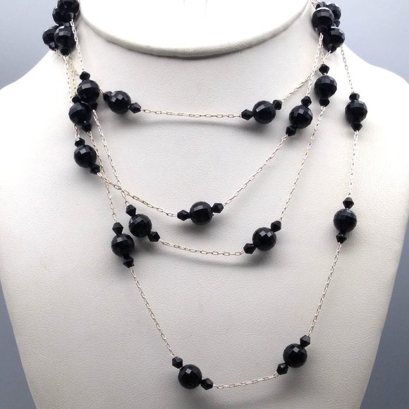 Classic Art Deco Flapper Jewelry, Vintage Super Long Beaded Station Necklace - Picture 4 of 4